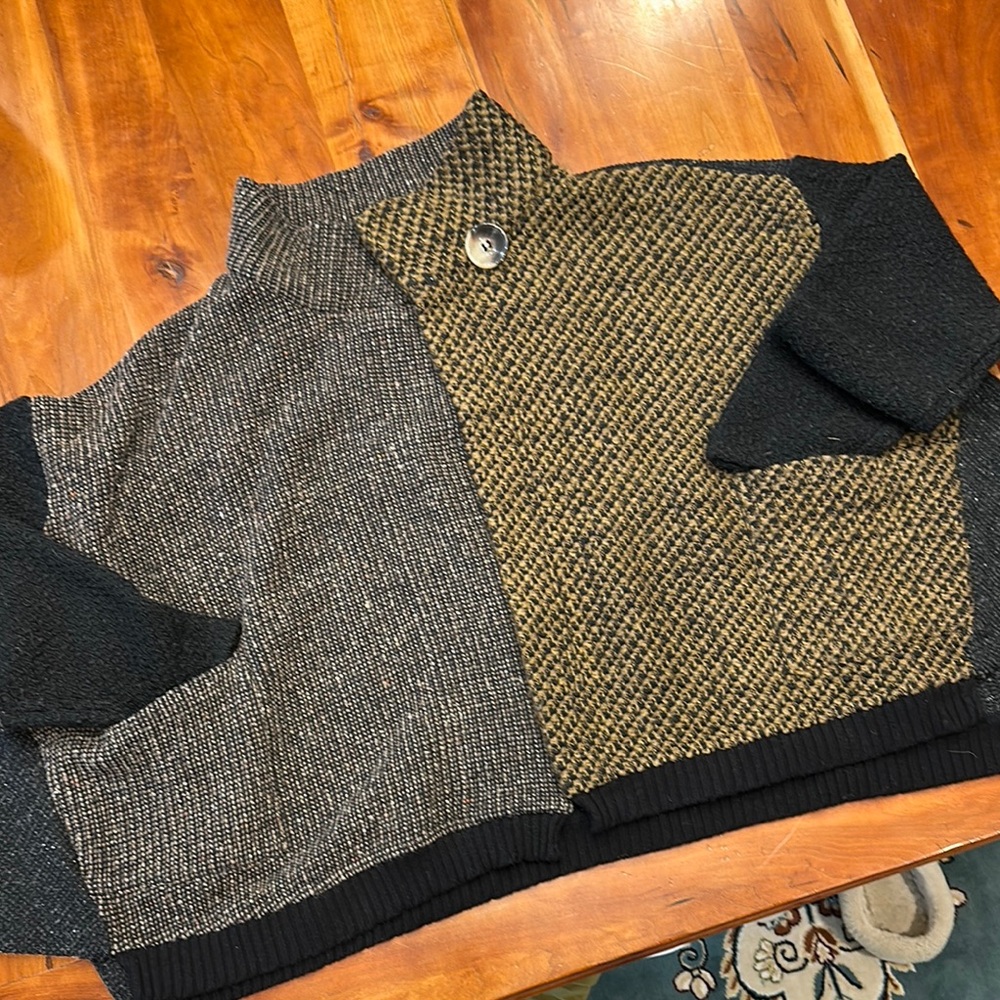 Alembika, L, Olive and Black single button closure cardigan